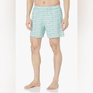 EUC Lacoste Men's L Green two-tone Swim trunks Shorts w/mesh insert bathing suit